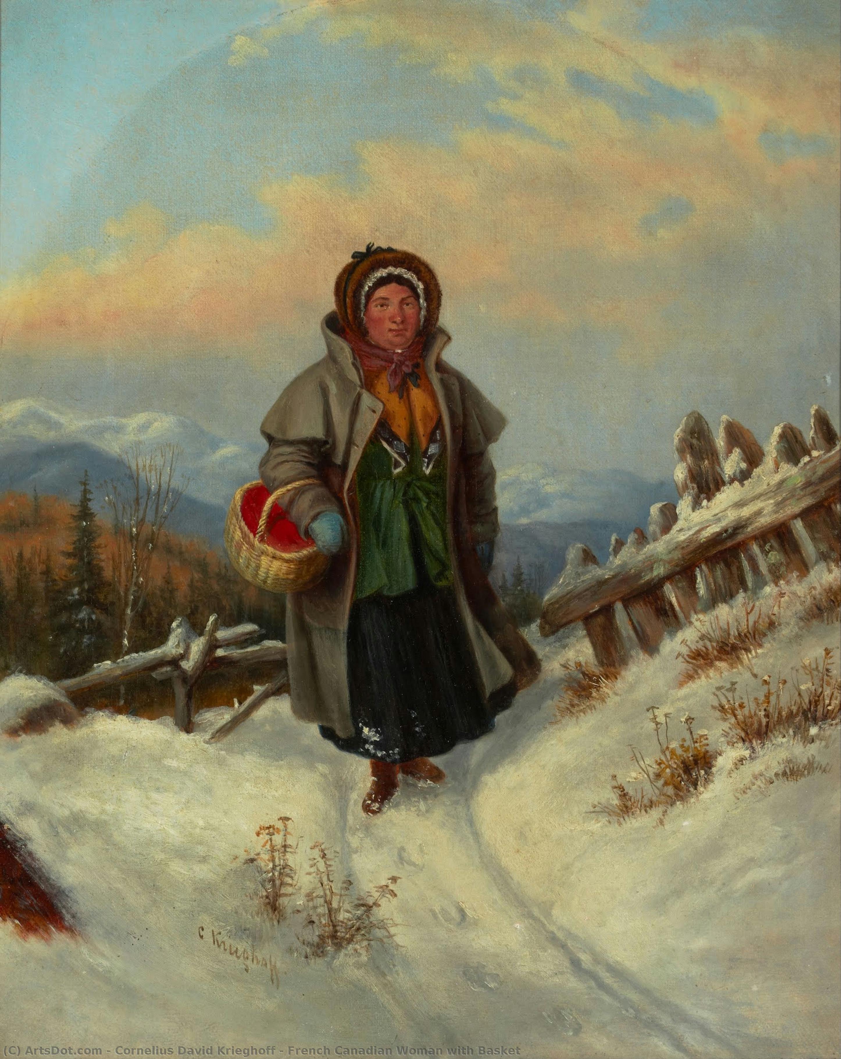 French Canadian Woman With Basket — Cornelius David Krieghoff