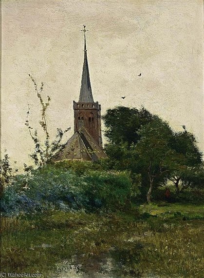 A View Of The Church In Noorden — Paul Joseph Constantine Gabriel