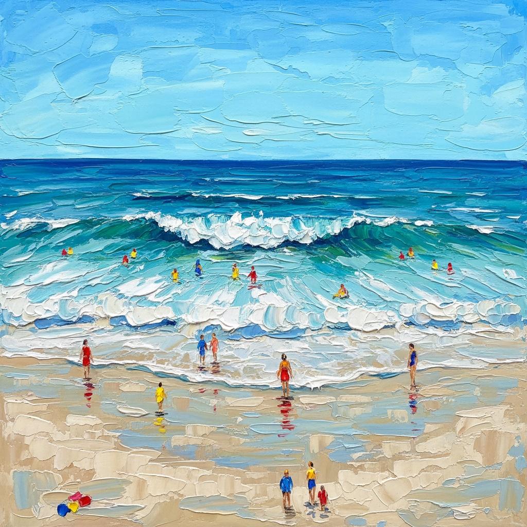 Ephemeral Horizon: Impasto Echoes Of Cerulean Tide And Ochre Shoreline. — Christian Noiret