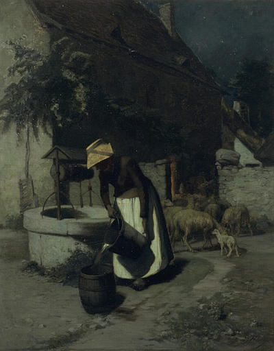 Femme Au Puits. Effet De Lune — Ernest Victor Hareux