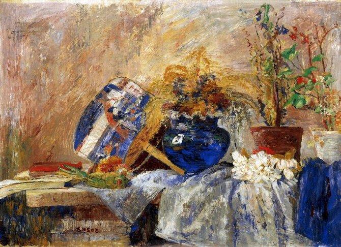 Nature Morte Au Vase Et A L' Eventail Bleu — Энсор