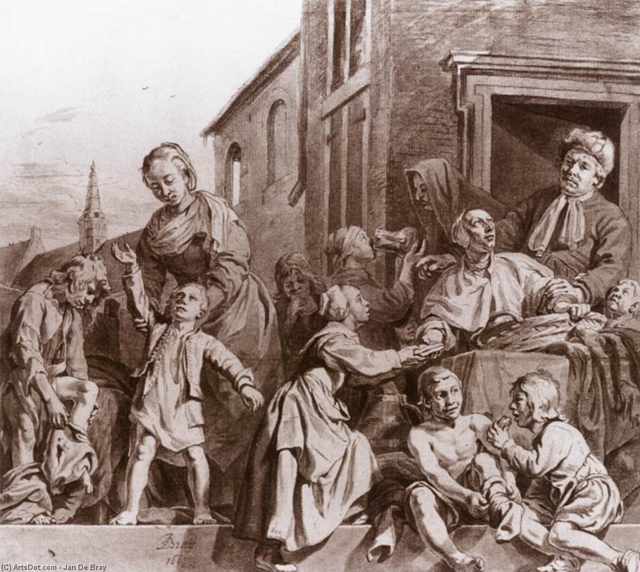Tending Children In The Orphanage In Haarlem — Jan De Bray