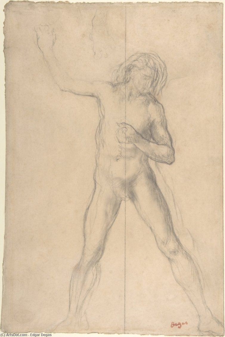 Standing Nude Youth, With Right Arm Raised — Edgar Degas