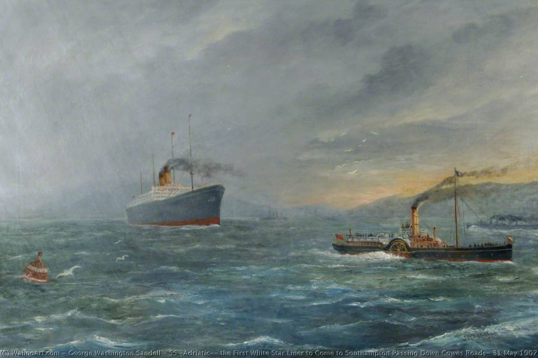 Ss 'adriatic', The First White Star Liner To Come To Southampton Passing Down Cowes Roads, 31 May 1907 — George Washington Sandell