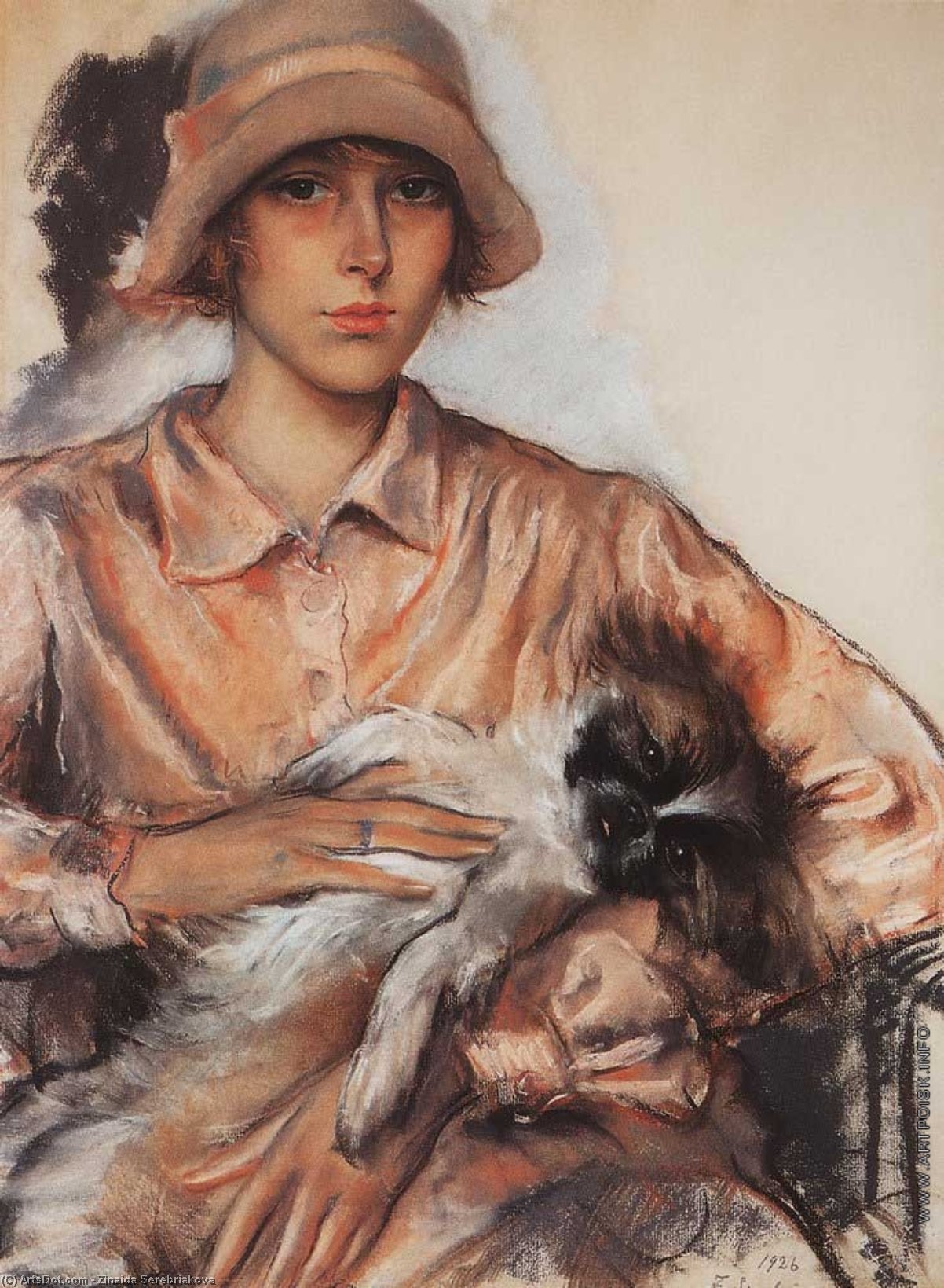 Portrait Of A Lady I. Whelan With A Lapdog — Zinaida Serebriakova