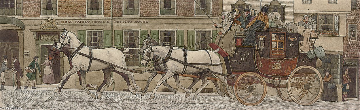 The Edinburgh Coach Outside The Bull Family Hotel — Beatrice Parsons