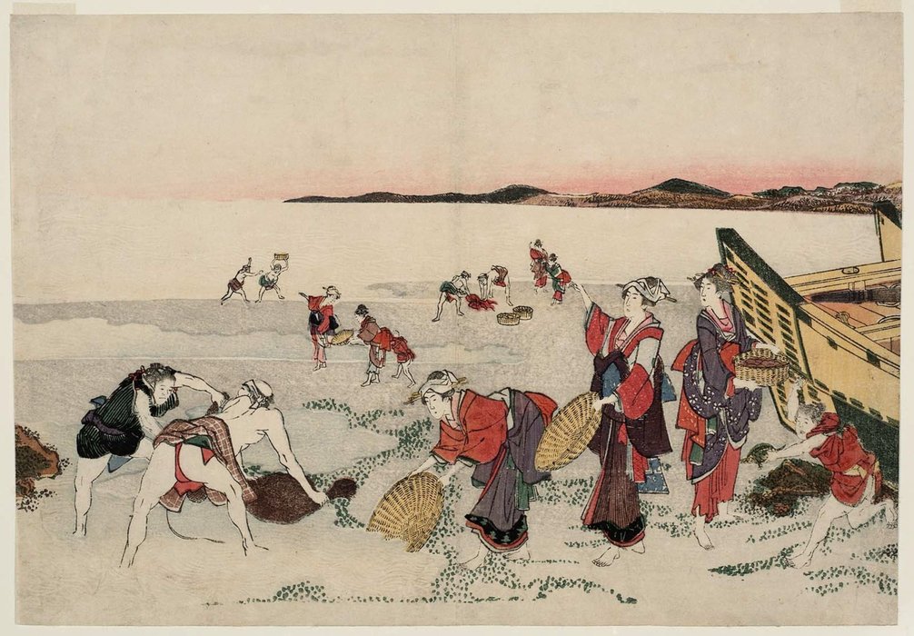 Gathering Shellfish On The Beach At Low Tide — Katsushika Hokusai