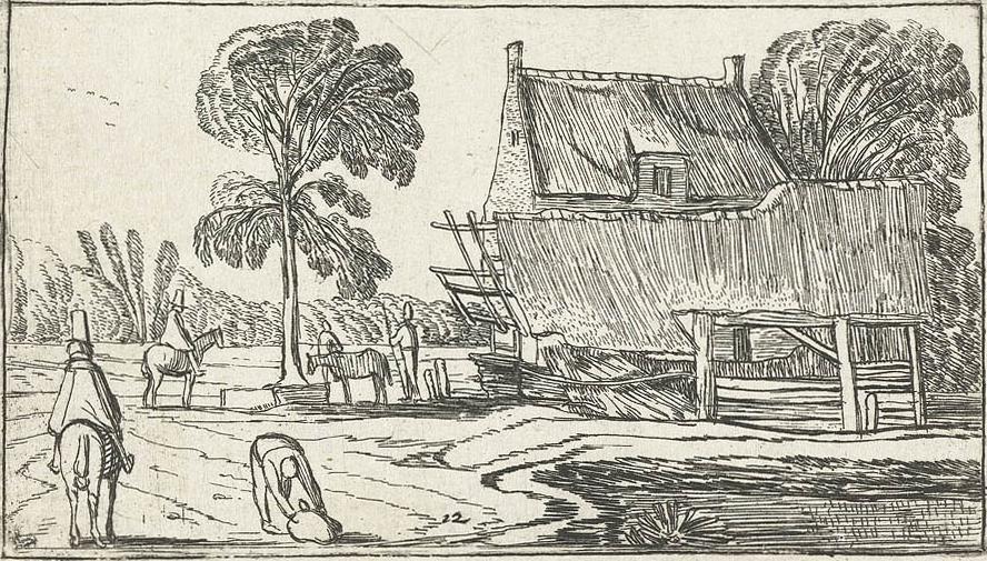 Riding On The Road Next To A Farm — Esaias Van De Velde
