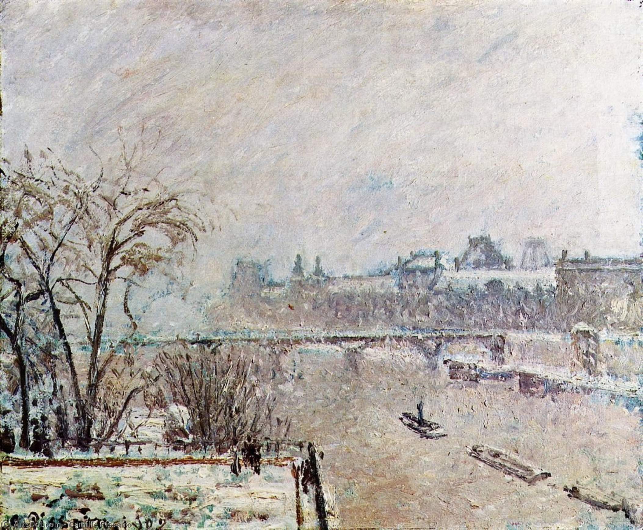 The Seine Viewed From The Pont Neuf, Winter — Camille Pissarro