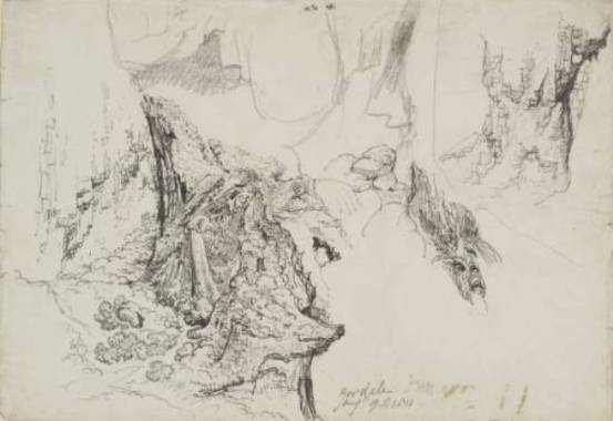 Study For `gordale Scar'. Details Of Rocks Near Waterfall — James Ward