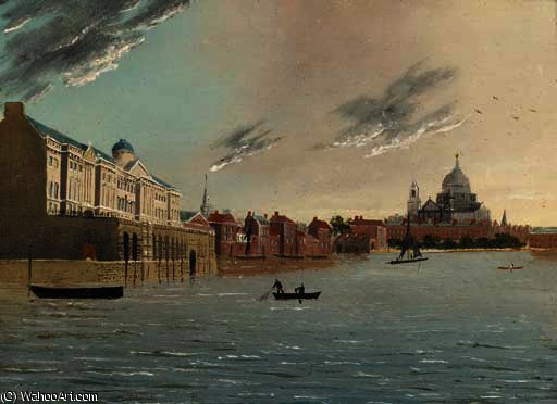 Somerset House And St. Pauls From The Thames — Daniel Turner