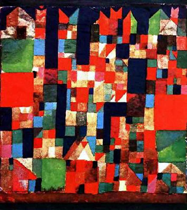 Stadtbild Mit Roten Und Grünen Akzenten — Paul Klee