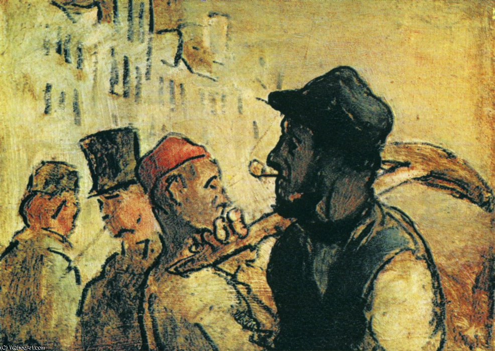 Ouvirers, Huile Sur Panneau Ouvirers, Oil On Panel — Honoré Daumier