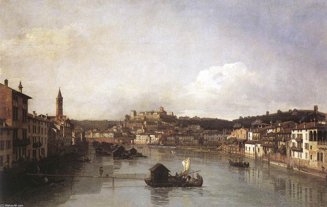 View Of Verona And The River Adige From The Ponte Nuovo — Bernardo Beloto