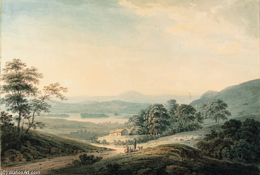 The Glen Of Luss Near Loch Lomon - A Woman And Child With A Shepherd — Hugh William Williams