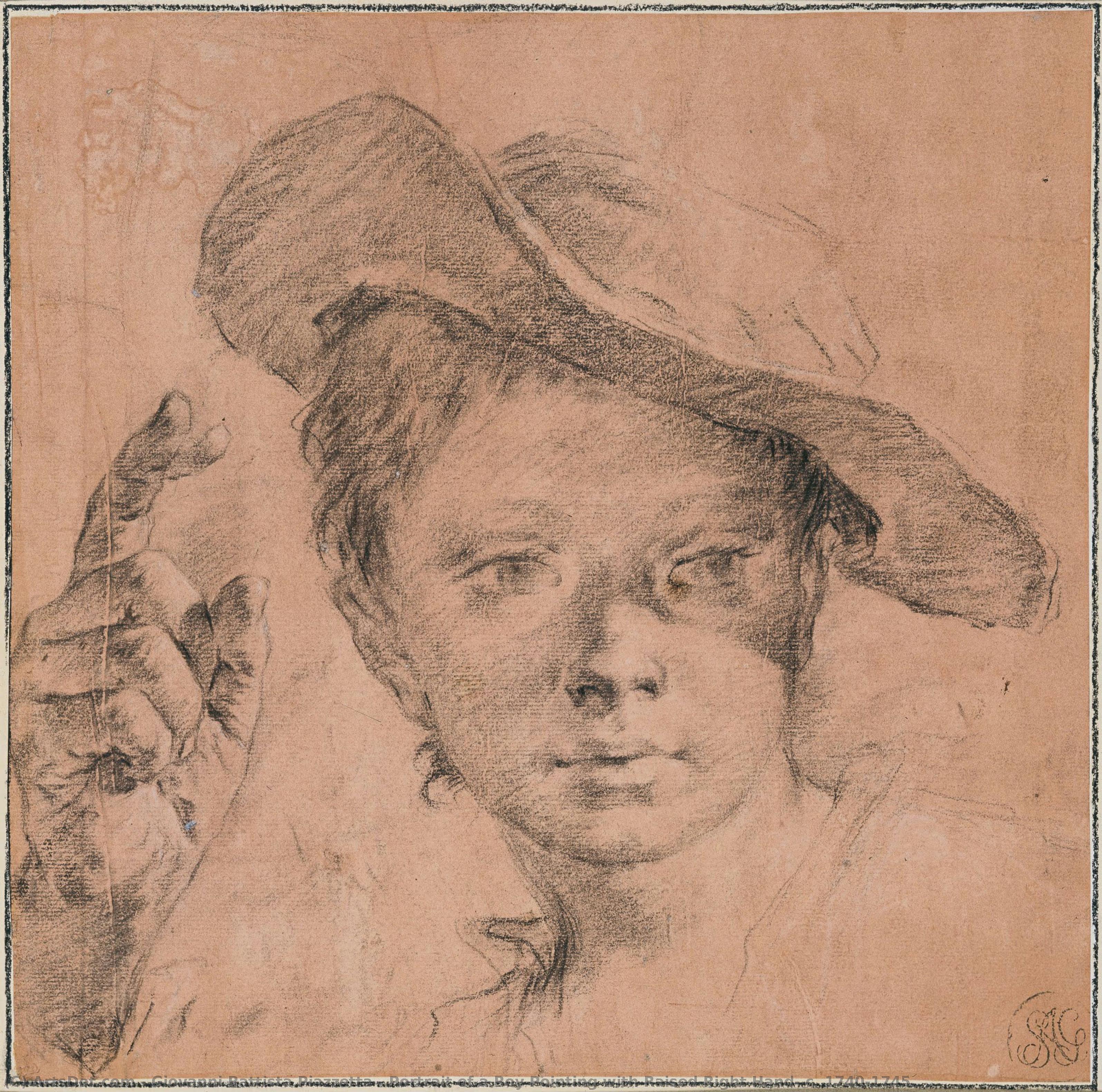 Porträt Eines Jungen, Der Mit Erhobener Rechter Hand Zeigt, Ca. 1740-1745 — Giovanni Battista Piazzetta