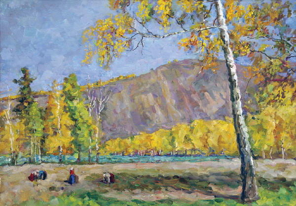 The Left Bank Of The Yenisei. Kolkhoz 'luck'. — Pyotr Konchalovsky