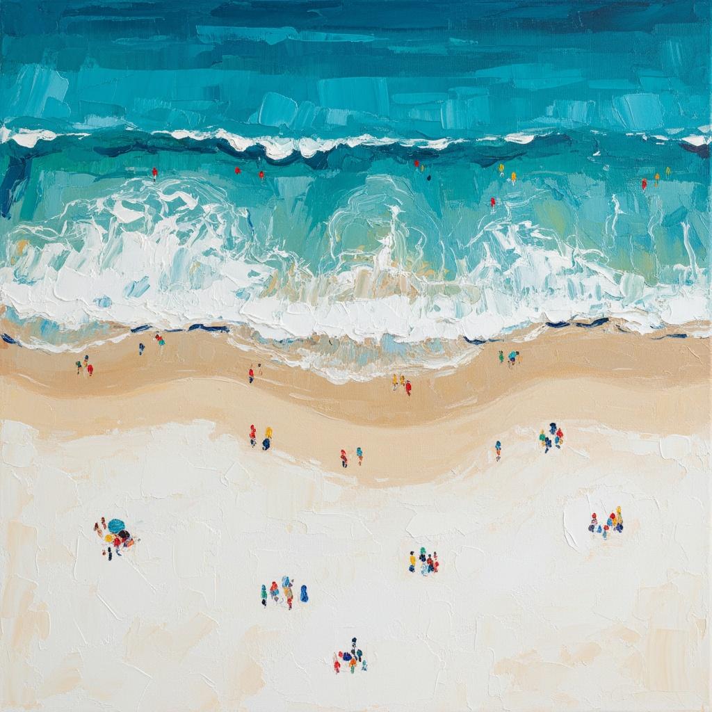 Ethereal Tides Of Infinite Shoreline: A Sculptural Study In Teal And Cream — Christian Noiret
