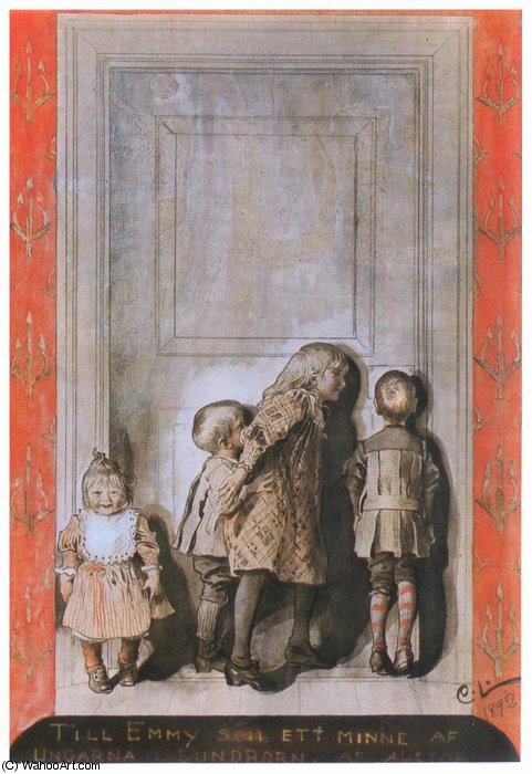 The Day Before Christmas Eve - Watercolored Pen Ink Drawing - — Carl Larsson