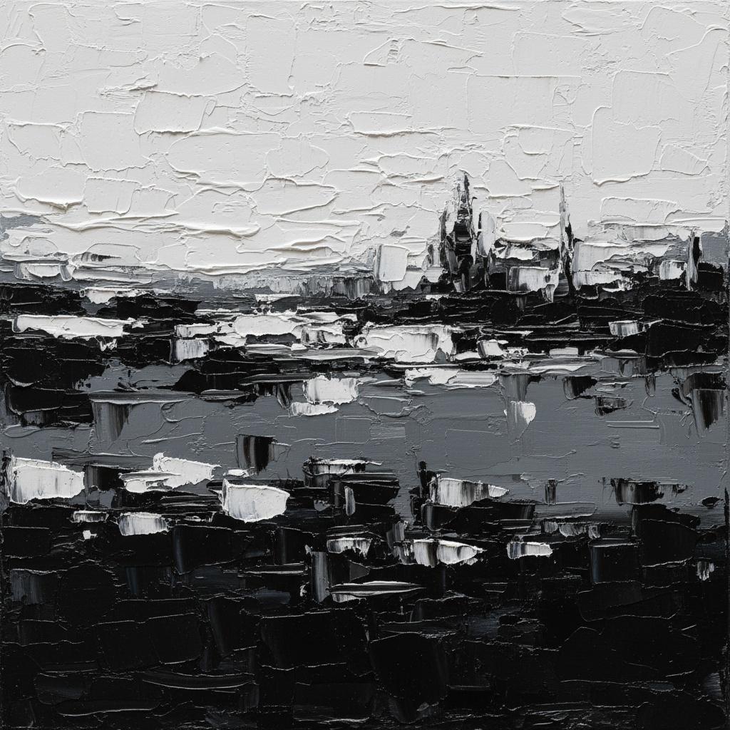 Monolithische Schatten Und Gebrochenes Licht In Einer Singulären Achromatischen Landschaftsstudie — David Moreau