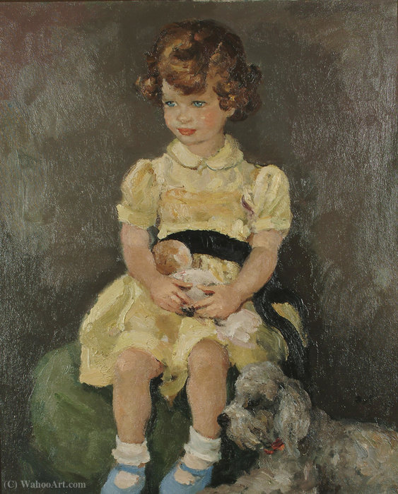 Portrait Of A Seated Girl With A Dog, (1965) — Marcel Dyf