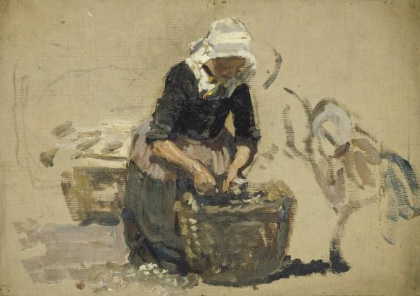 Study Of A Dutch Woman Washing Fish In A Tub — Sir George Clausen