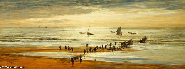 Beach Scene On The North Coast Of France — William Lionel Wyllie