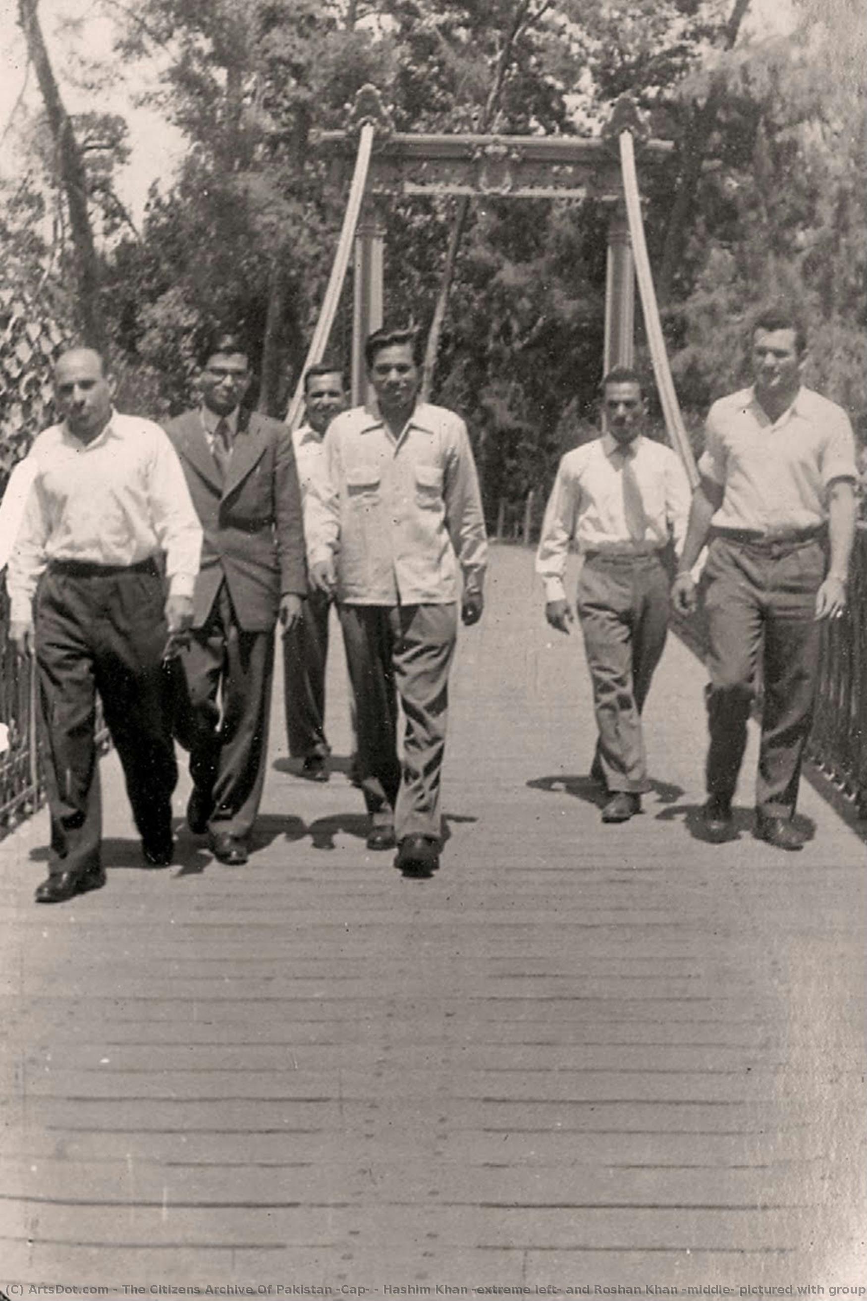 Hashim Khan (extreme Left) And Roshan Khan (middle) Pictured With Group In Egypt During International Touring. Circa 1950s. — The Citizens Archive Of Pakistan (cap)