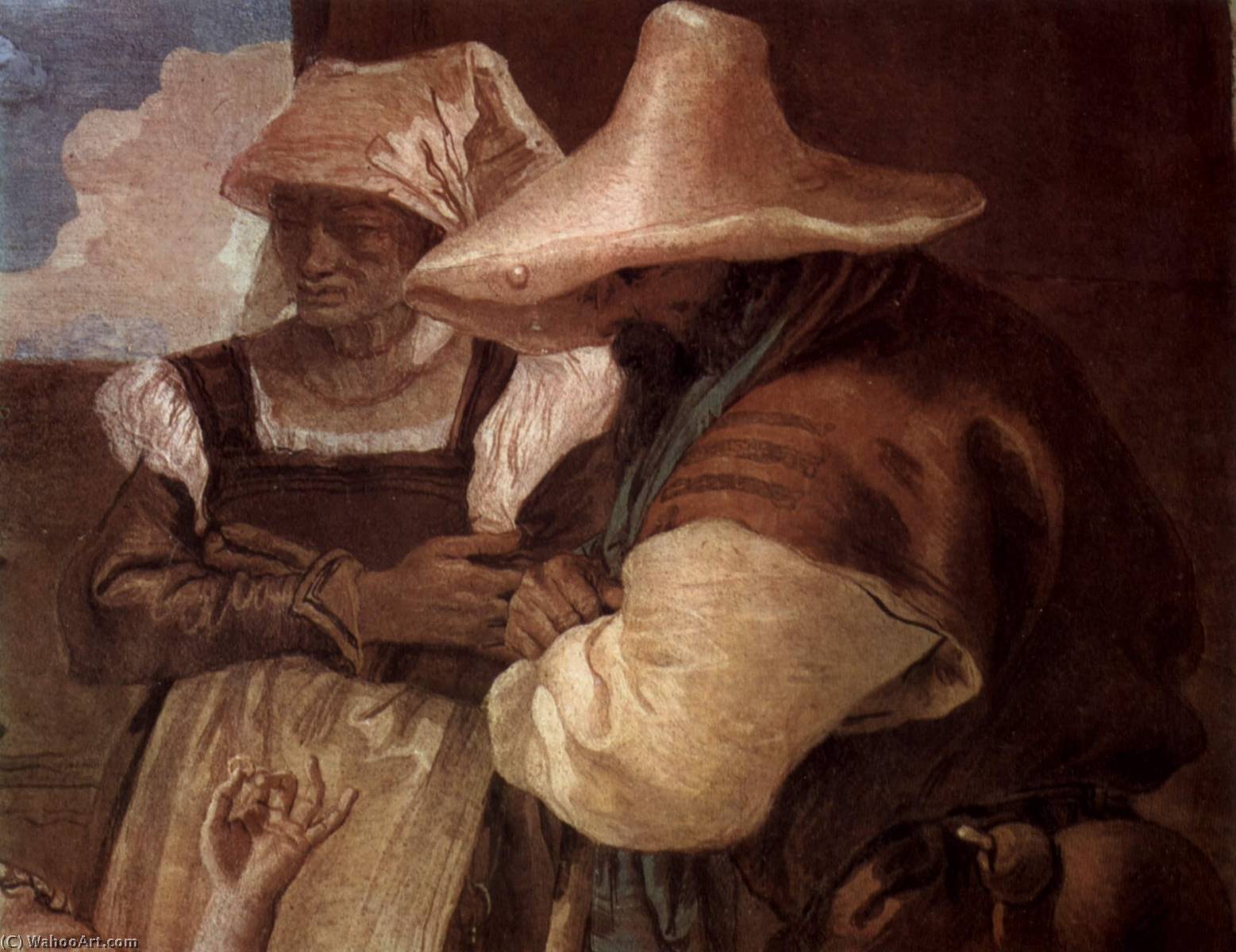 German Szene Angelica Und Medorus In Begleitung Zweier Bauern — Giandomenico Tiepolo