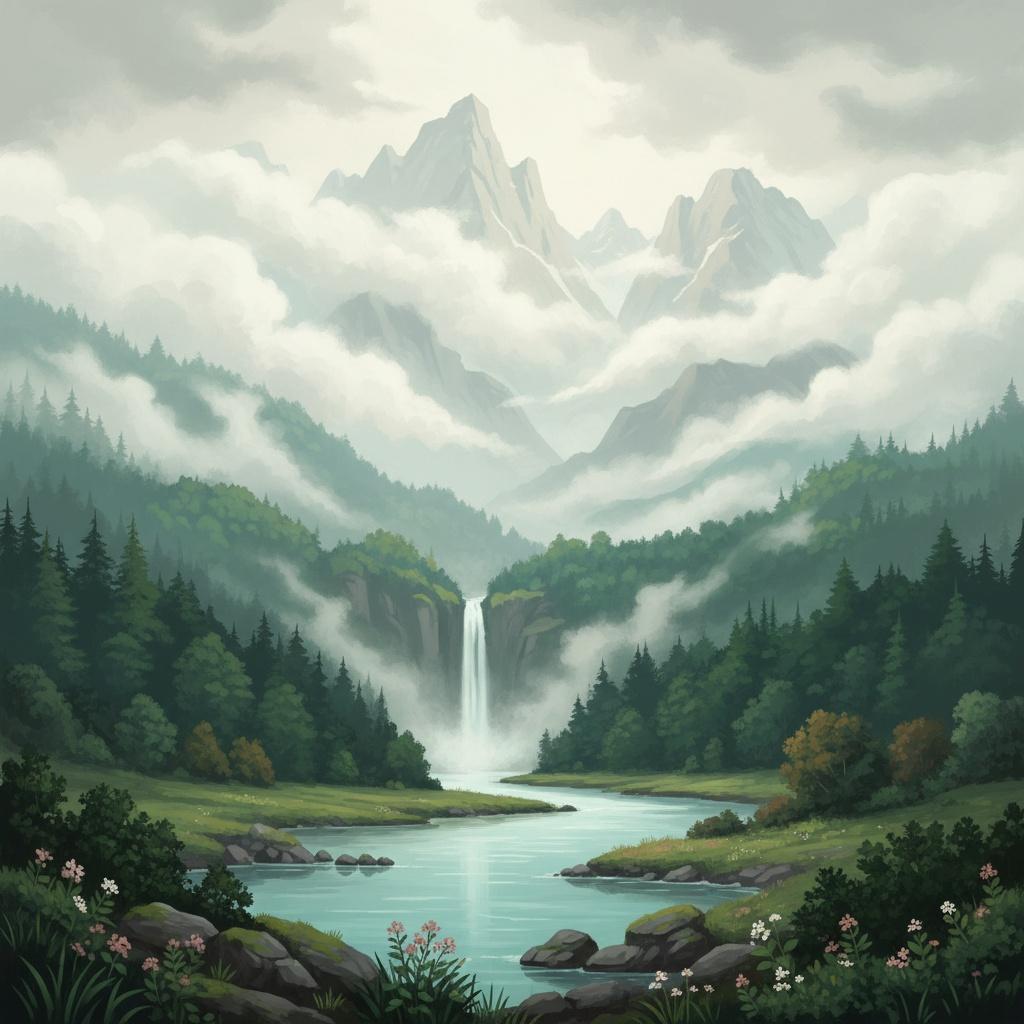 Ethereal Descent: A Singular Vision Of Mist-veiled Peaks And Silent Cascades — Laurent Montagne