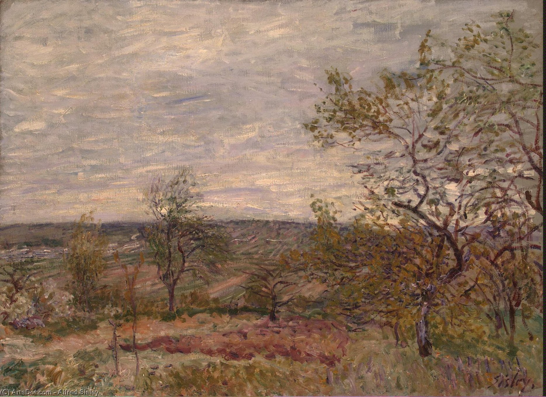 Windy Day At Veneux (also Known As La Campagne Aux Environs De Veneux) — Alfred Sisley