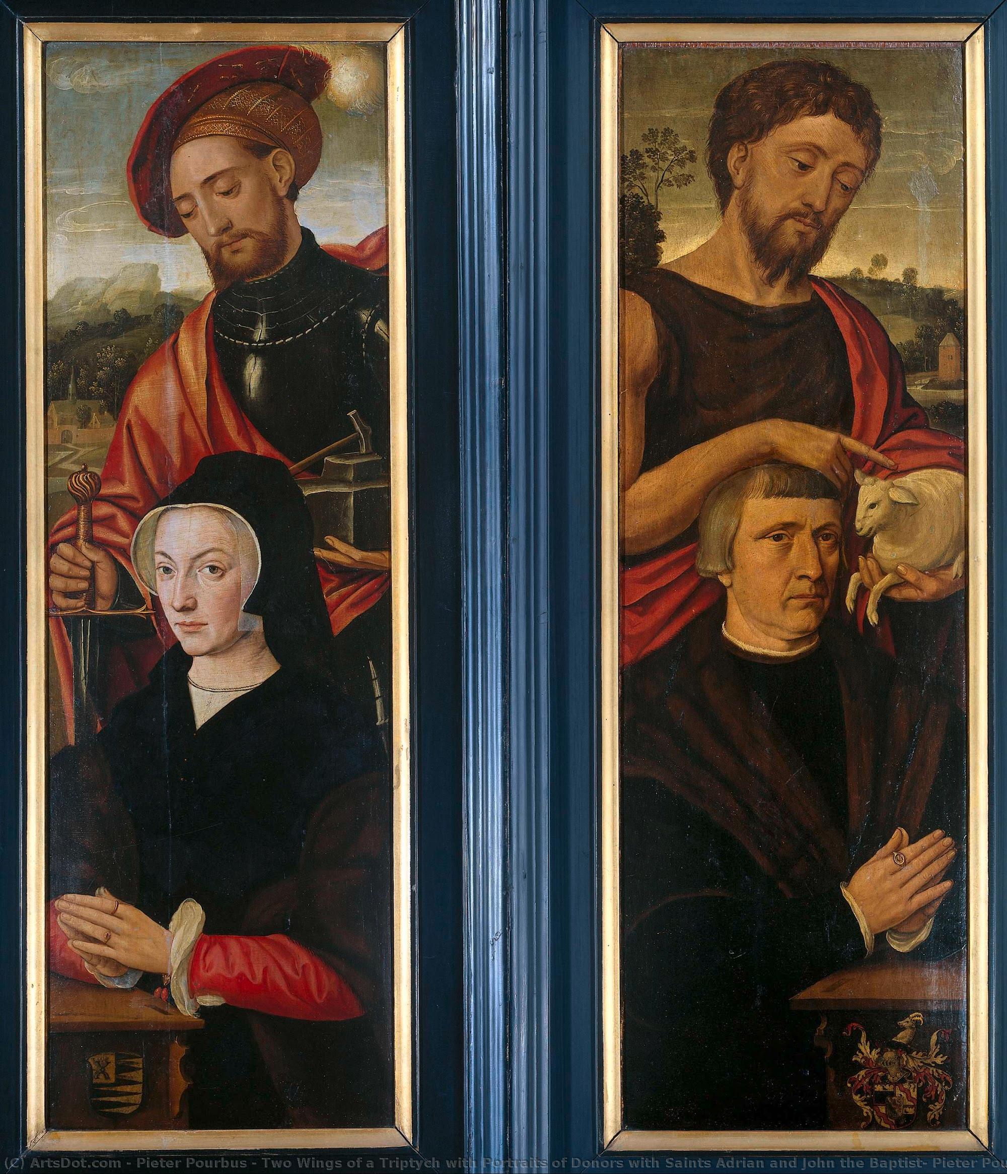 Two Wings Of A Triptych With Portraits Of Donors With Saints Adrian And John The Baptist, Pieter Pourbus (attributed To), 1530 - 1550 — Pieter Pourbus