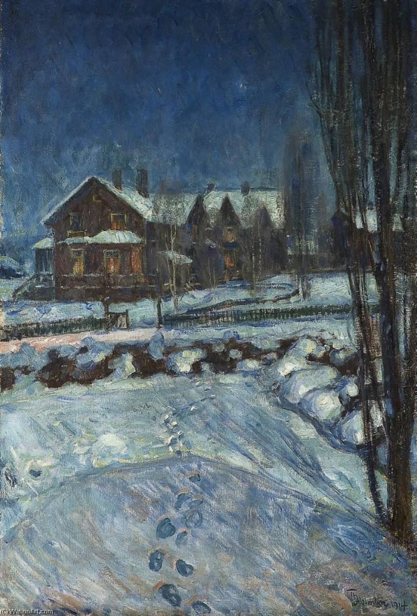 Moonlight Landscape With House — Thorolf Holmboe