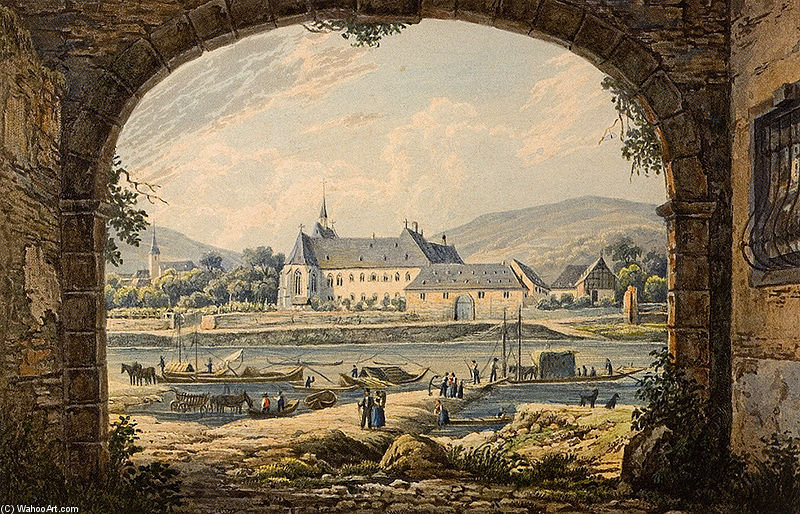 Hospital Cues. Hand-colored Aquatint Engraving — Karl Bodmer