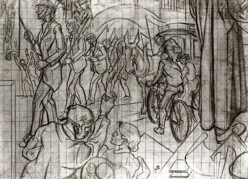 Colleges And City Life (study For A Social History Of The State Of Indiana) — Thomas Hart Benton