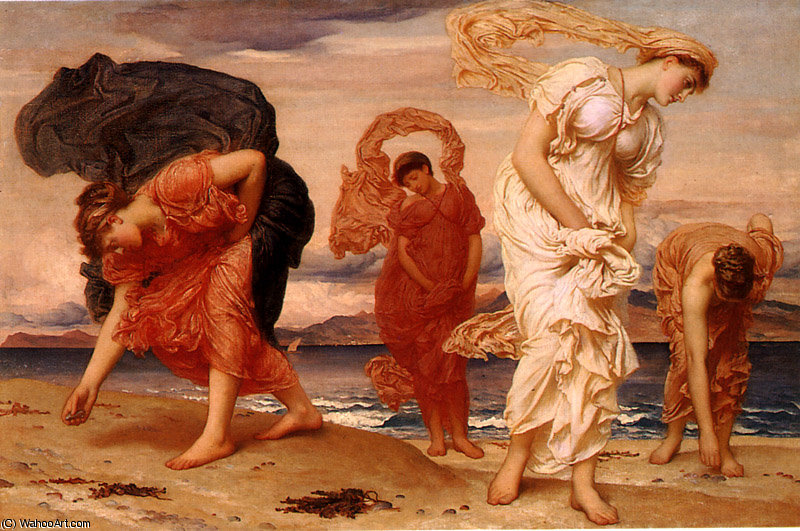 Greek Girls Picking Up Pebbles By The Sea — Sir Frederic Lord Leighton