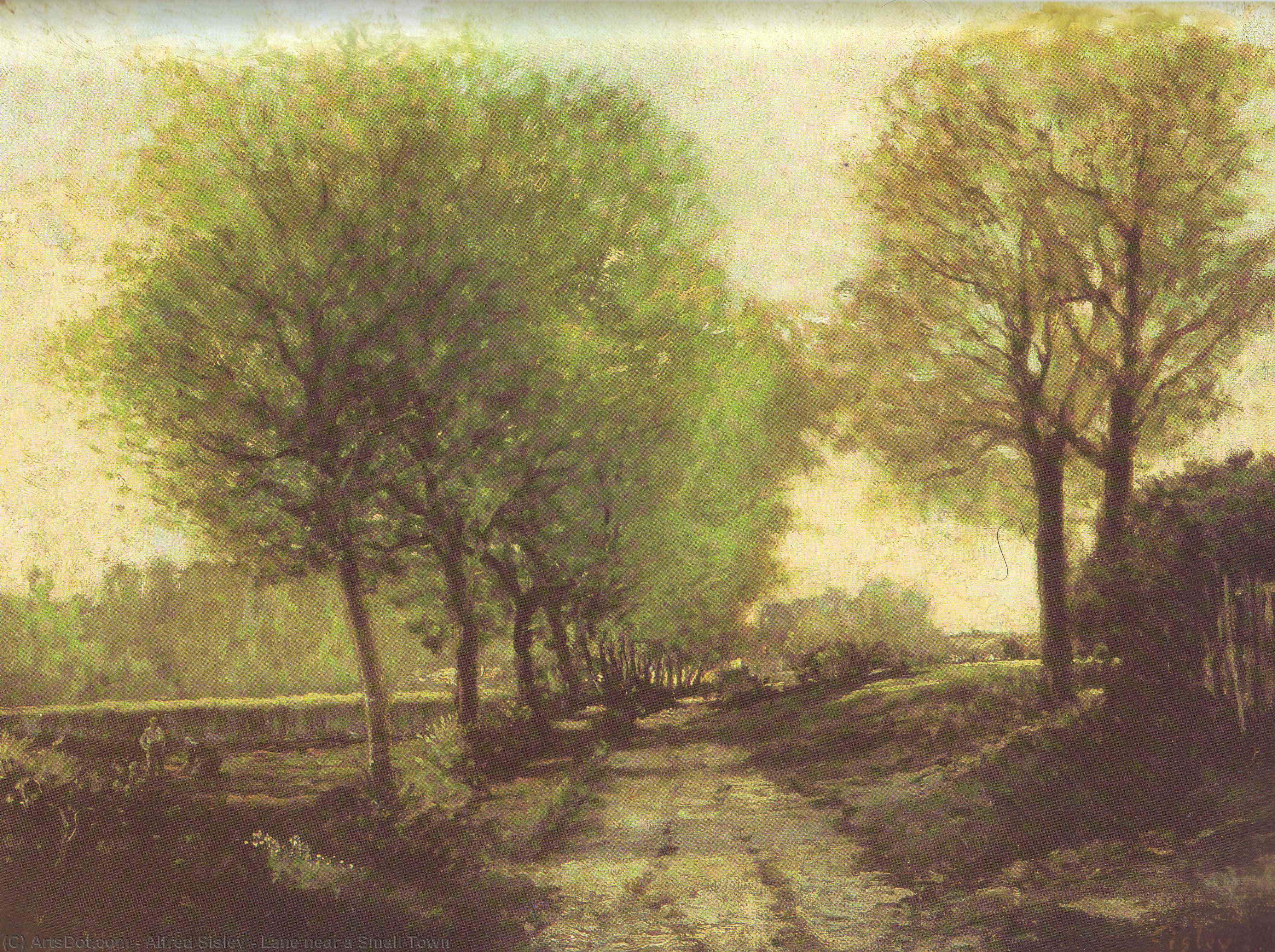 Pfad Nahe Einer Kleinstadt — Alfred Sisley
