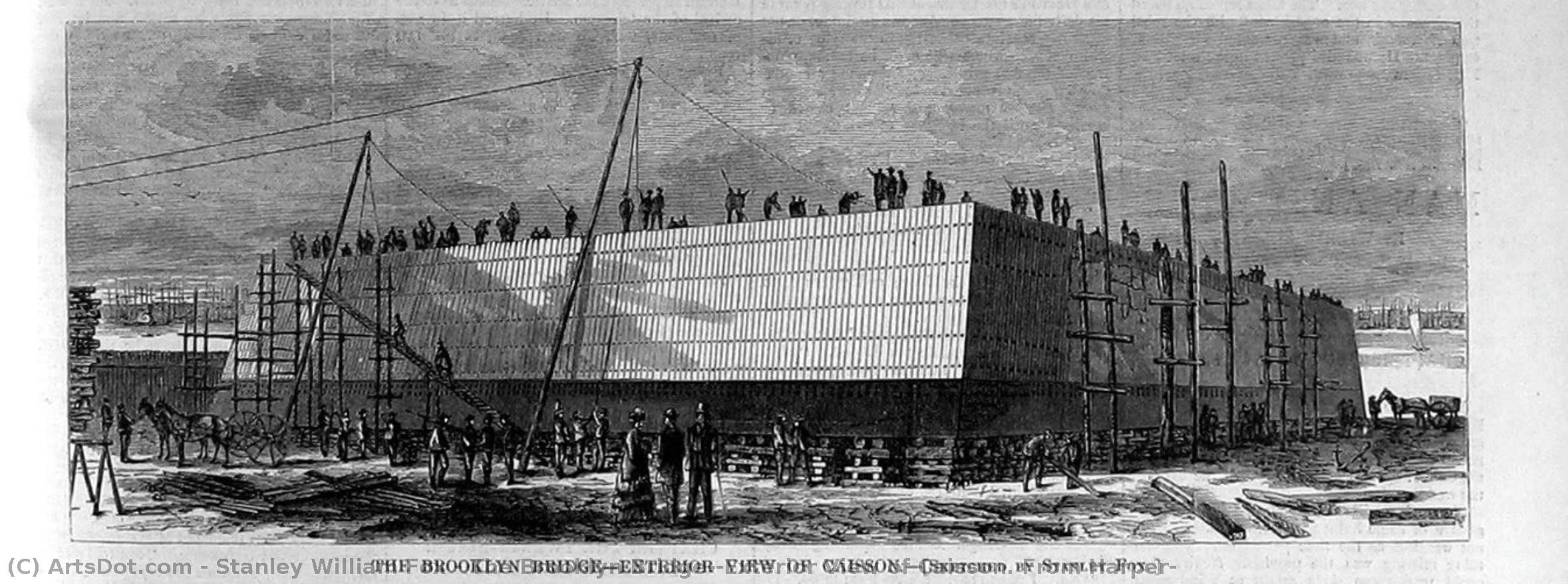 The Brooklyn Bridge-exterior View Of Caisson. From Harper — Stanley William Fox