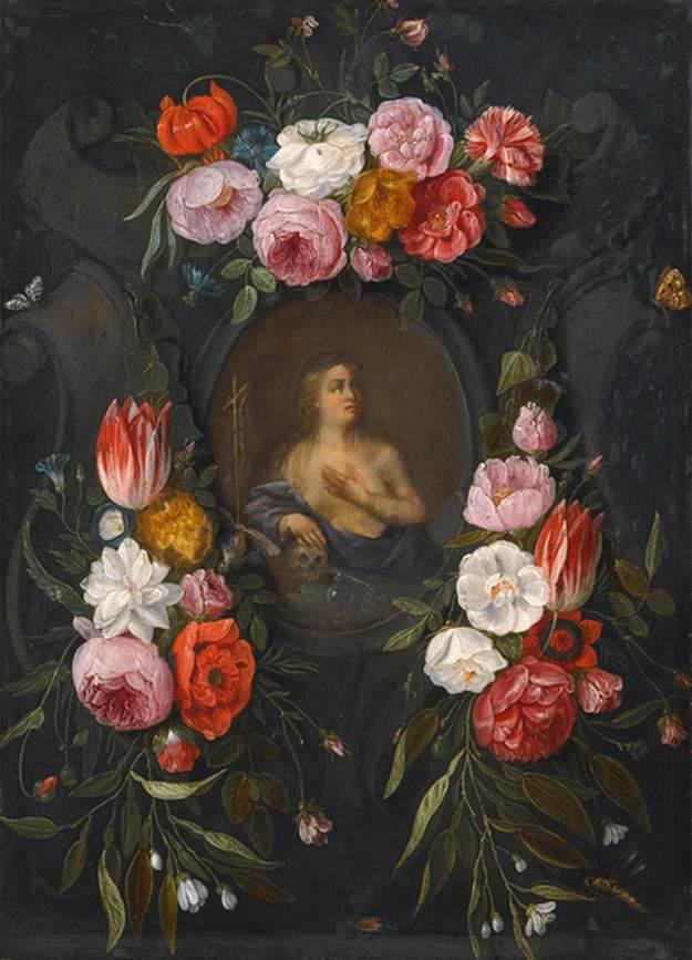 St Mary Magdalen Surrounded By A Garland — Jan Van Kessel The Elder