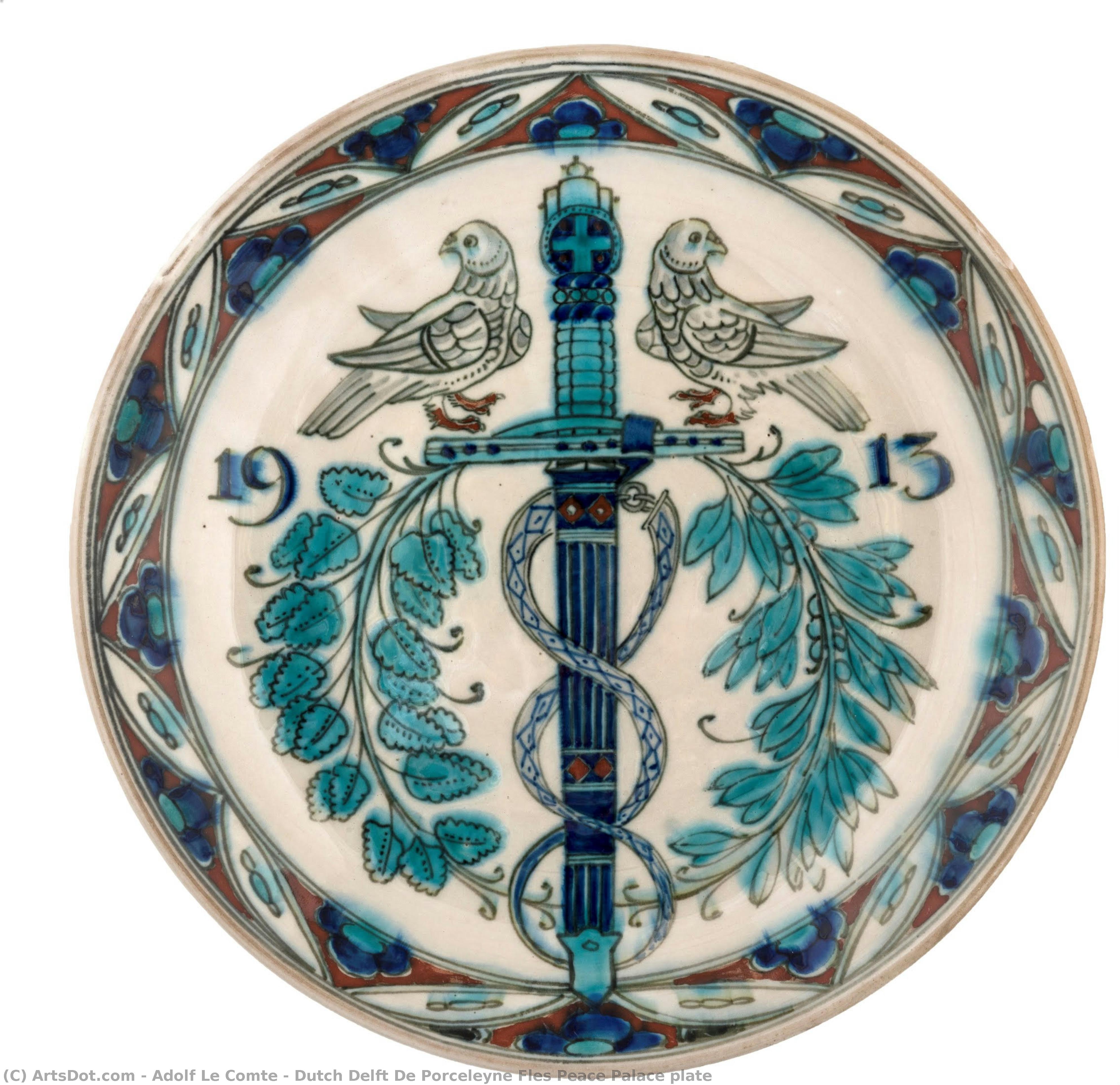Dutch Delft De Porceleyne Fles Peace Palace Plate — Adolf Le Comte