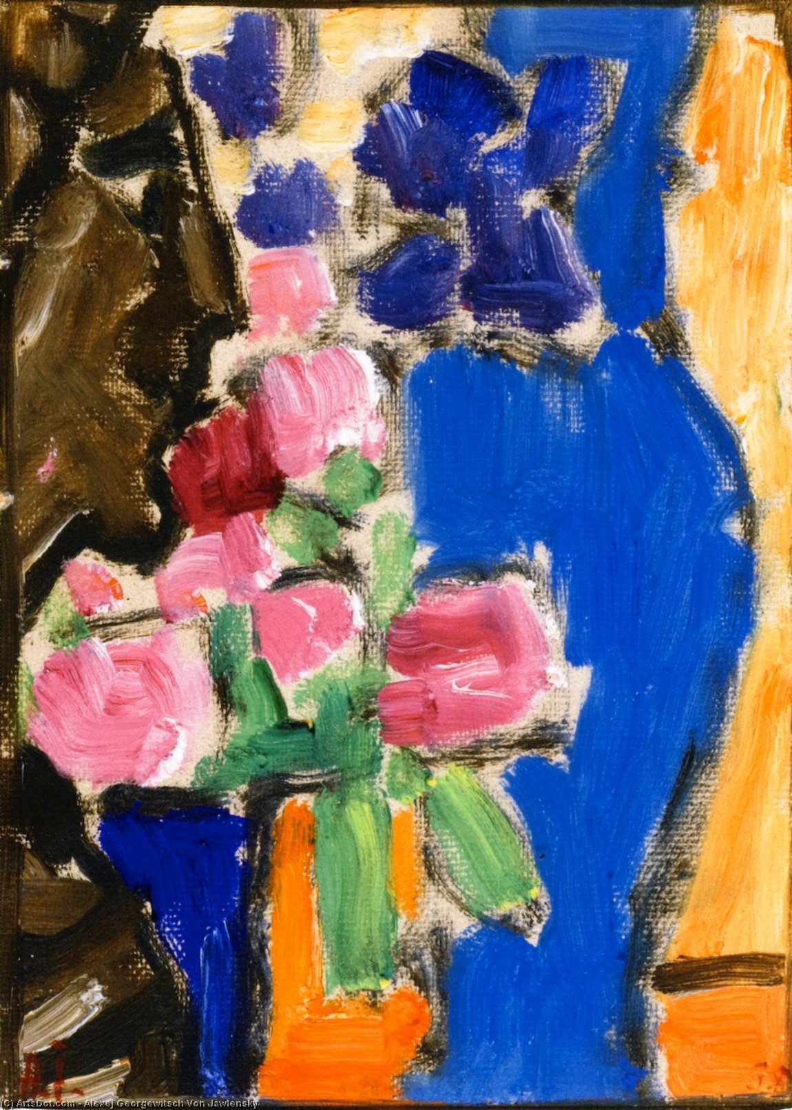 Still Life: Flower Still Life With Vase And Figure, Semi-profile — Alexej Von Jawlensky