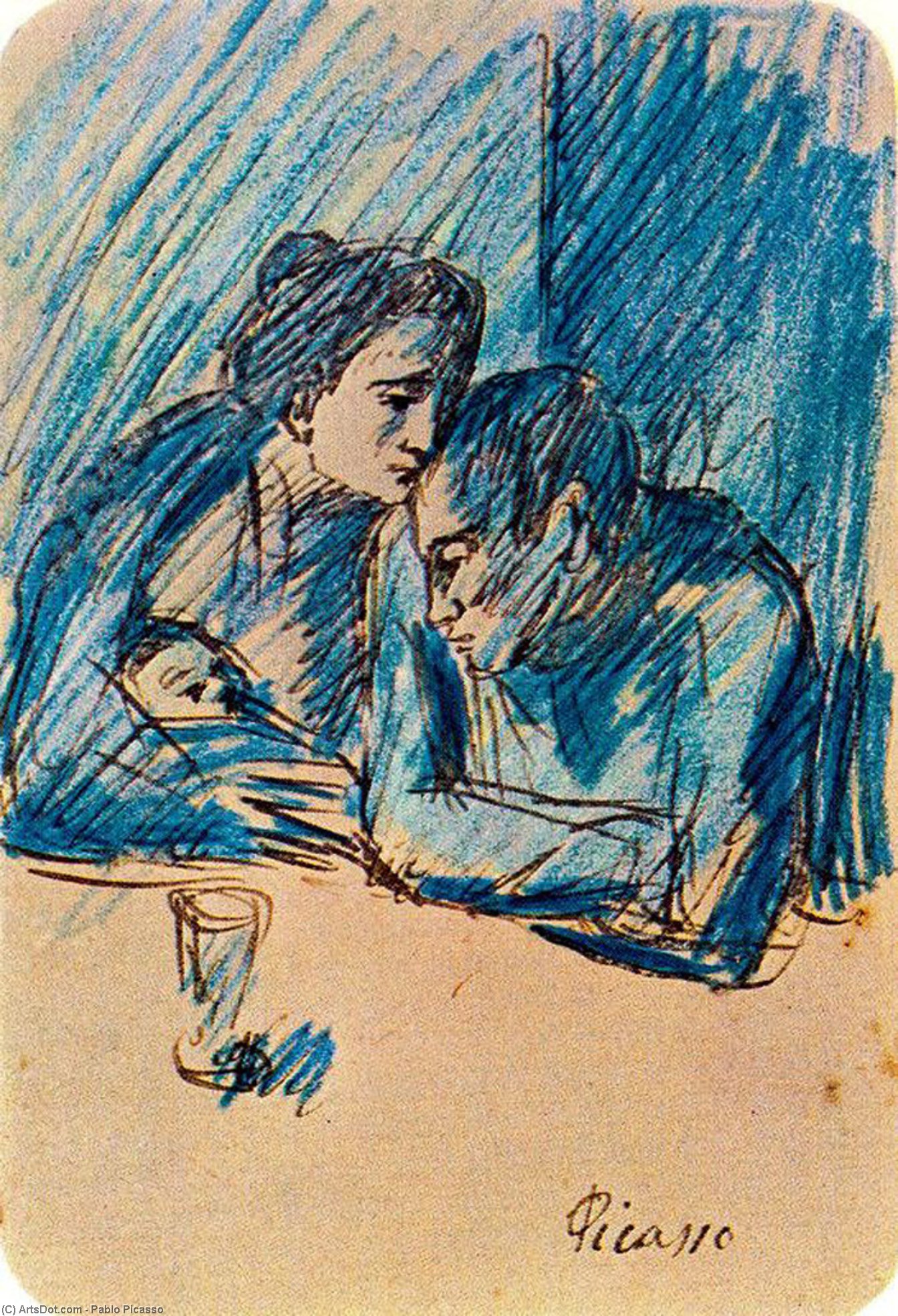 Pareja Y Niño En El Café — Pablo Picasso