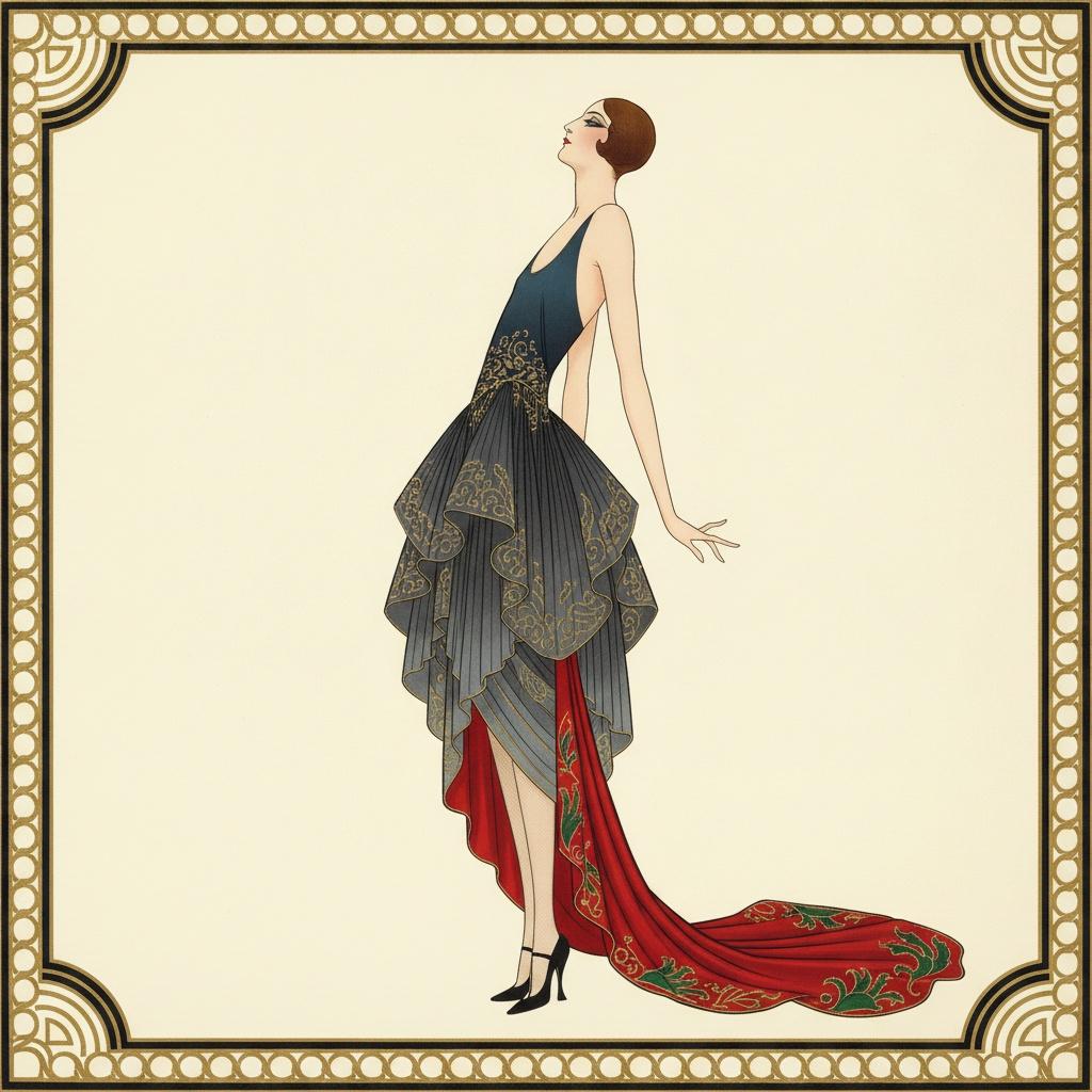 Crimson And Navy Figure In A Gilded Geometric Frame — Valentin Laurent De Courcey