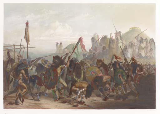 Bison Dance Of The Mandan Indians In Front Of Their Medicine Lodge — Karl Bodmer