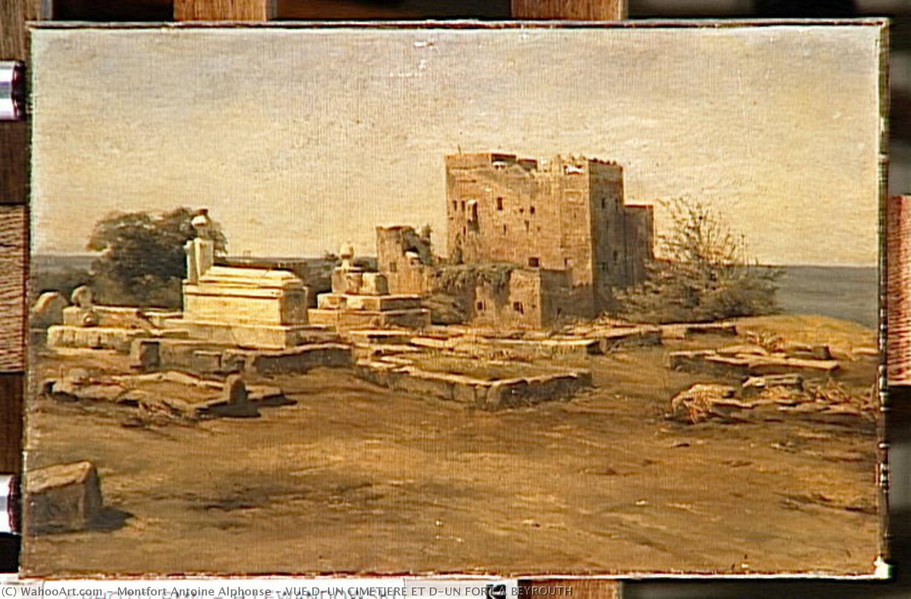Vue D'un Cimetiere Et D'un Fort A Beyrouth — Montfort Antoine Alphonse