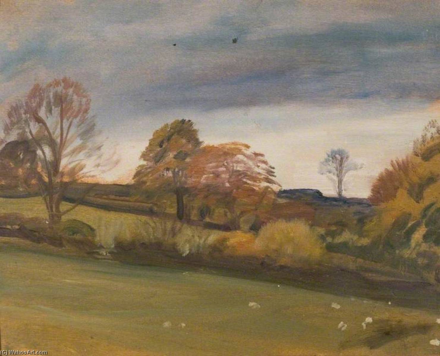A Landscape With Trees On The Edge Of A Field — Sir Alfred James Munnings