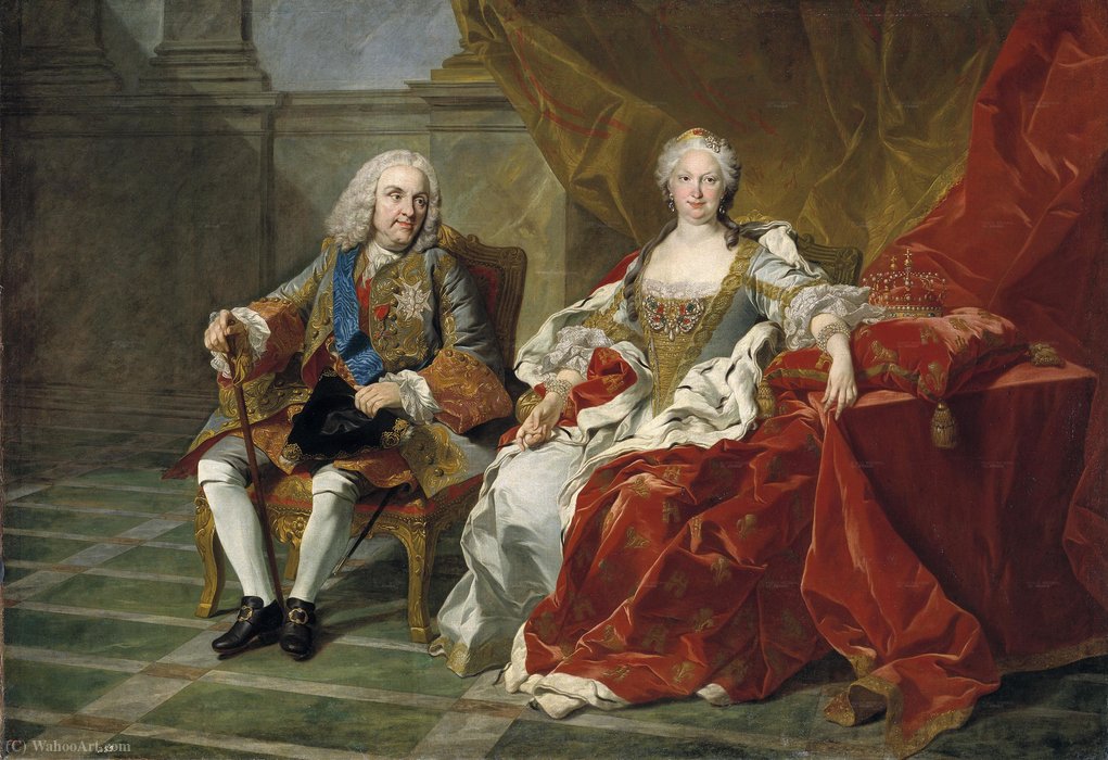 Portrait Of Philip V Of Spain And Elisabeth Farnese — Louis Michel Van Loo
