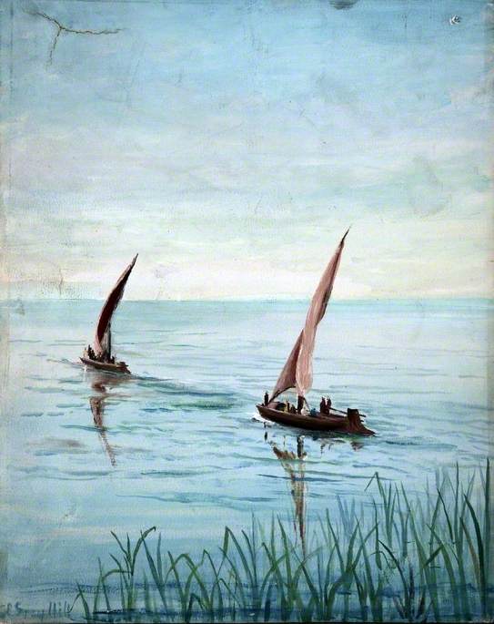 Two Boats By A Shore — Caroline Emily Gray Hill