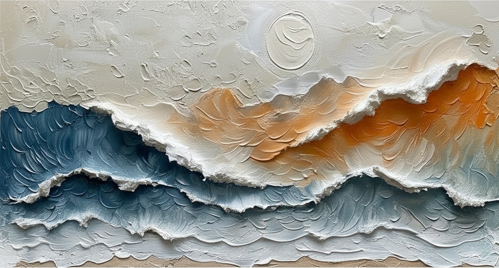 Ethereal Tides Of Amber Light Amidst Sculptural Slate Blue Ridges — David Moreau