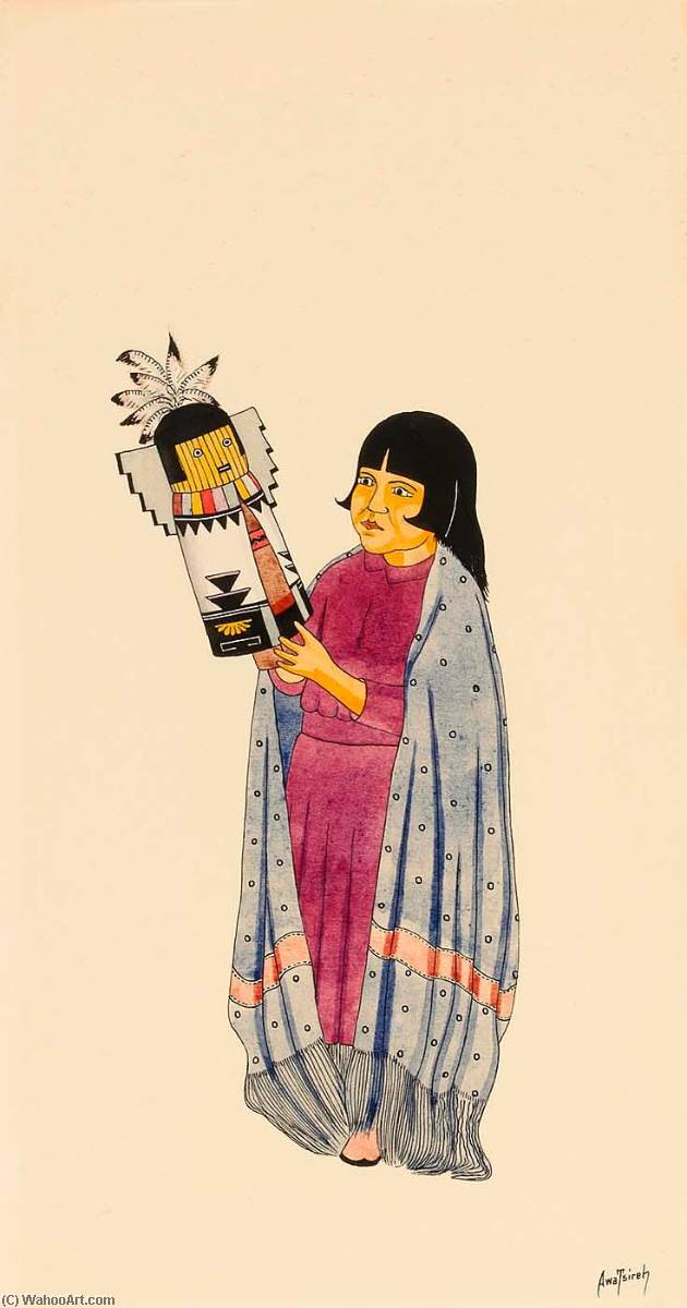 Girl Holding Kachina — Awa Tsireh